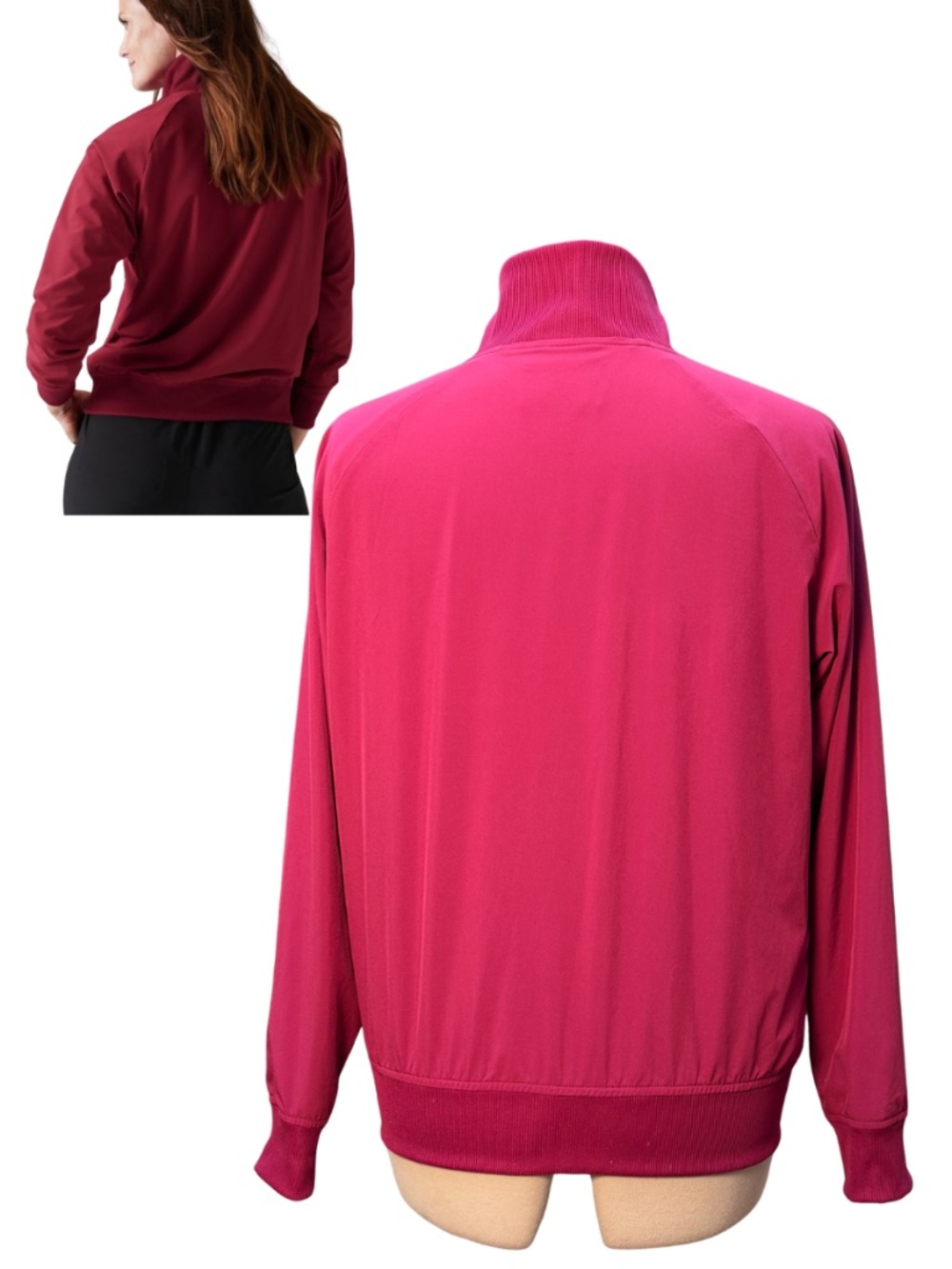 Large EUC - Athleta - Brooklyn Bomber - Cranberry - Picture 3 of 9